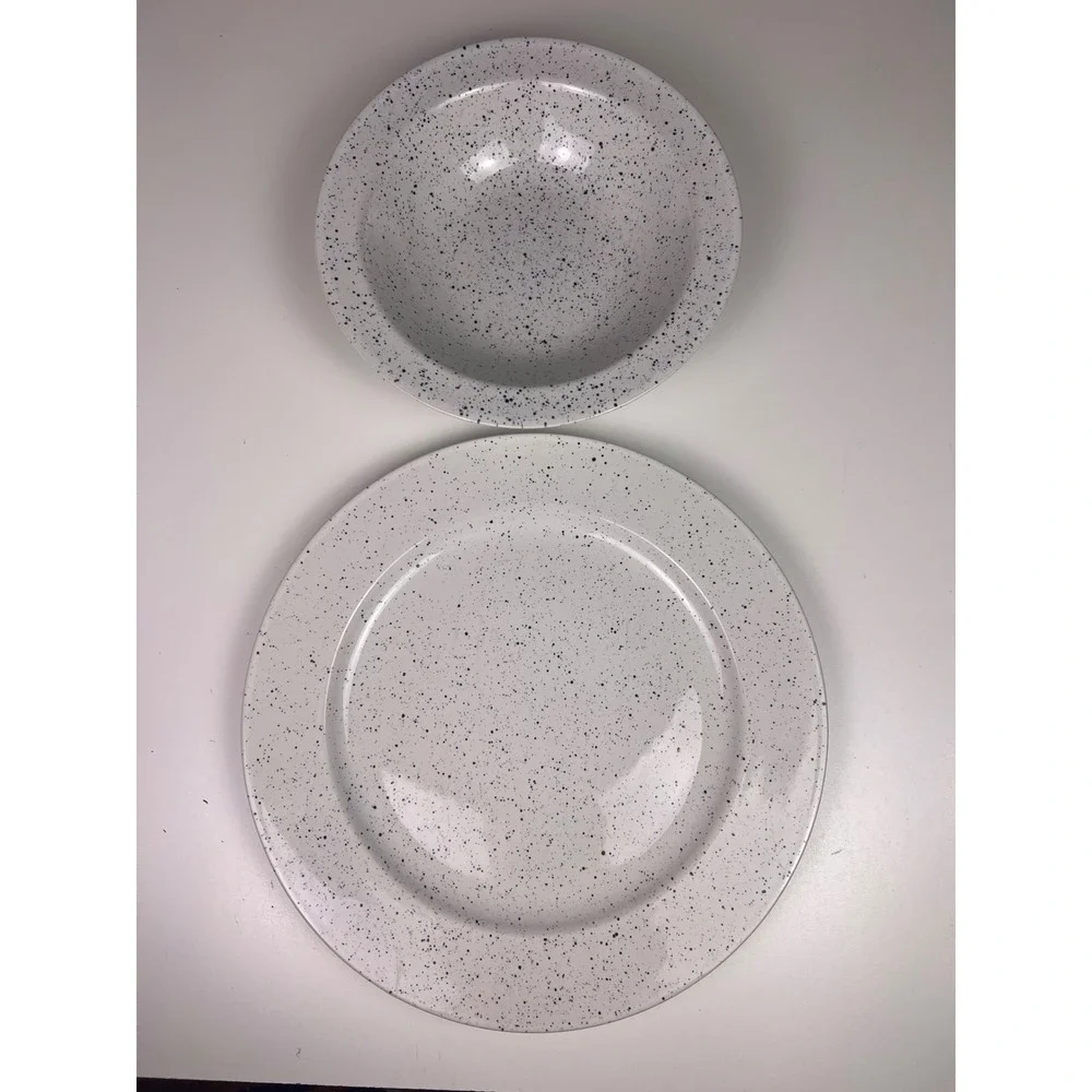 Signature‎ Housewares Table Rock Stoneware Blue Speckles Plate & Bowl Set Japan